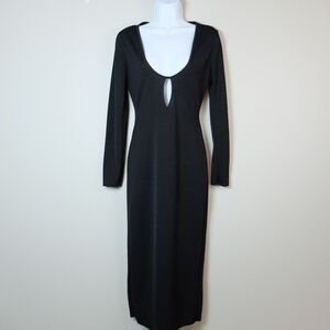 Missguided Black Keyhole Long Sleeve Midi Dress Size 8